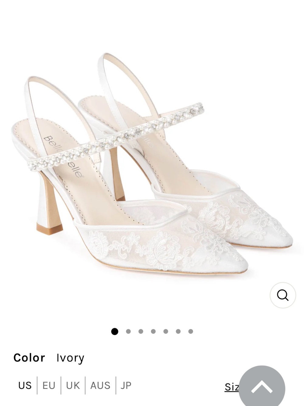 Bella Belle Ivory Lace Slingback Heels with Crystal Strap